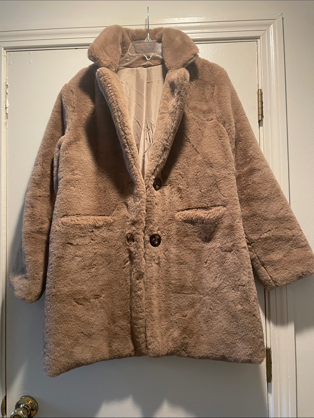 TU Plush Faux Fur Carmel Teddy Coat